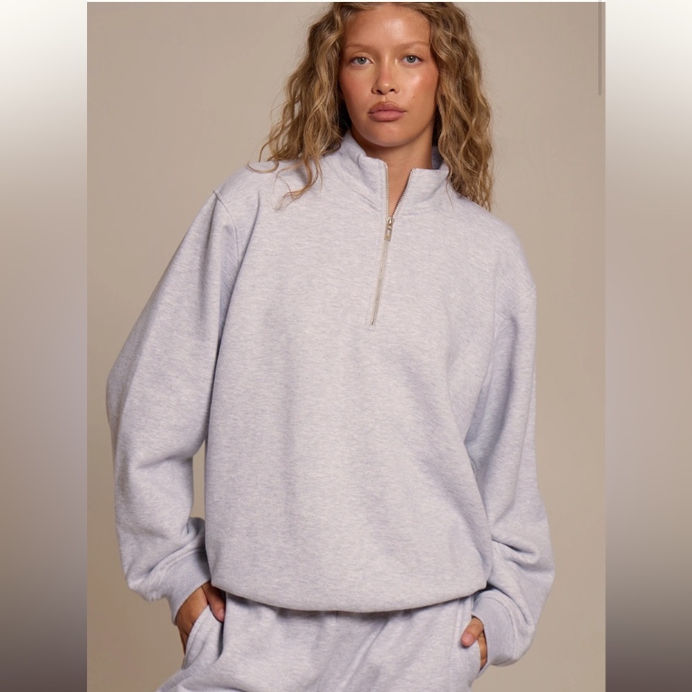 GREY QUARTER ZIP SWEATSHIRT